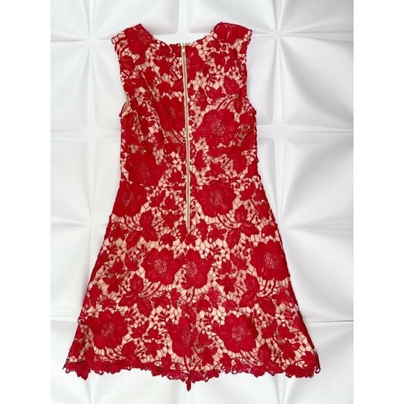 Label by Five Twelve Neiman Marcus Sz 10 Red Lace Crochet Dress Formal Cocktail - Picture 5 of 8